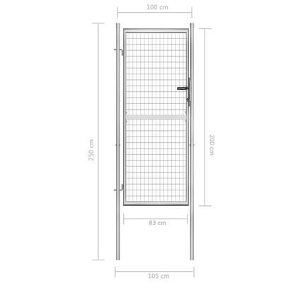 vidaXL Gartentor Verzinkter Stahl 105x250 cm Silbern