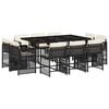 vidaXL 11-tlg. Garten-Essgruppe mit Kissen Schwarz Poly Rattan