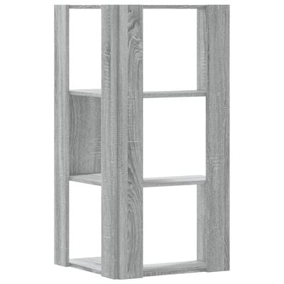 vidaXL Eck-Bücherregal 3 Böden Grau Sonoma 50x50x102 cm Holzwerkstoff