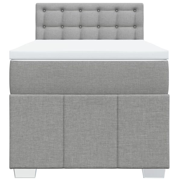 vidaXL Boxspringbett mit Matratze Hellgrau 90x190 cm Stoff