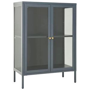 vidaXL Sideboard Anthrazit 75x35x105 cm Stahl und Glas