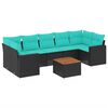 vidaXL 8-tlg. Garten-Sofagarnitur mit Kissen Schwarz Poly Rattan