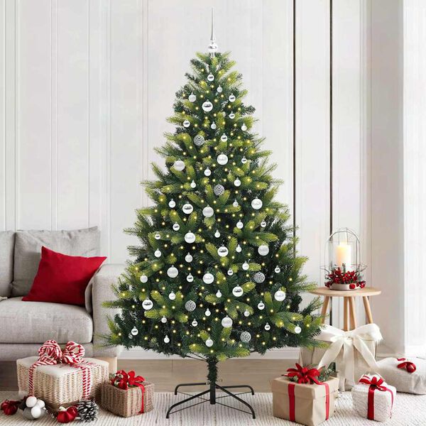 vidaXL K&uuml;nstlicher Klapp-Weihnachtsbaum mit 300 LEDs Gr&uuml;n 210 cm