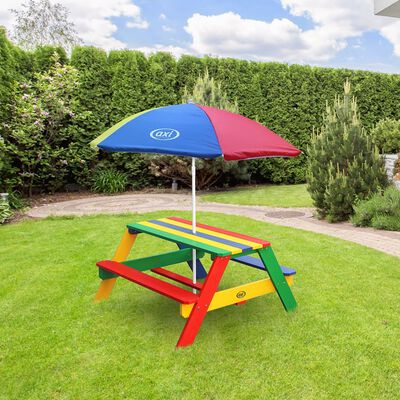 AXI Picknicktisch für Kinder Nick mit Sonnenschirm Regenbogen