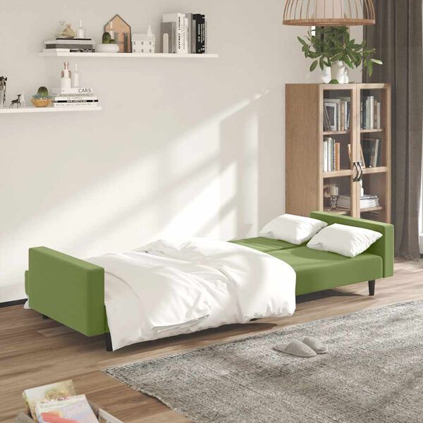 vidaXL Schlafsofa 2-Sitzer Hellgr&uuml;n Samt