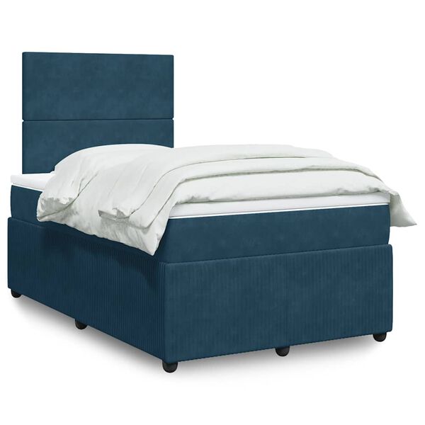 vidaXL Boxspringbett mit Matratze Dunkelblau 120x200 cm Samt