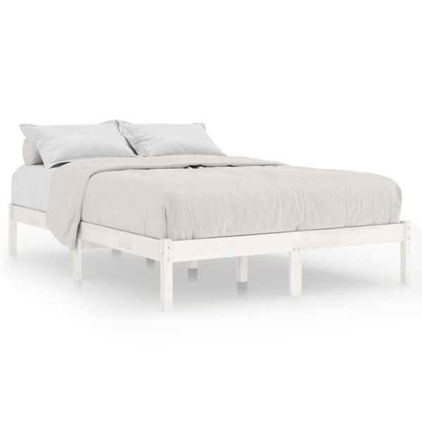 vidaXL Massivholzbett Wei&szlig; 135x190 cm