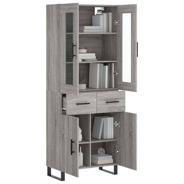 vidaXL Highboard Grau Sonoma 69,5x34x180 cm Holzwerkstoff