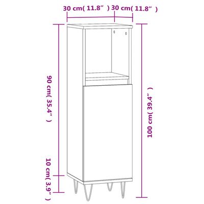 vidaXL Badschrank Sonoma-Eiche 30x30x100 cm Holzwerkstoff