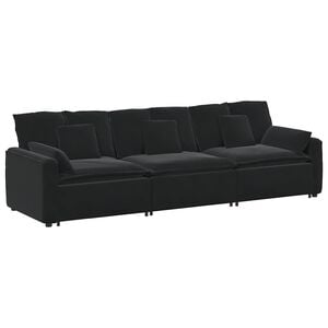 vidaXL Modulares Sofa mit Kissen Schwarz