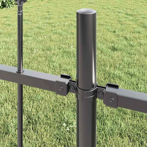 vidaXL Gartenzaun 7 pcs Grau 11,9 x 1 m Pulverbeschichteter Stahl