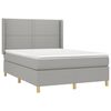 vidaXL Boxspringbett mit Matratze & LED Hellgrau 140x190 cm Stoff