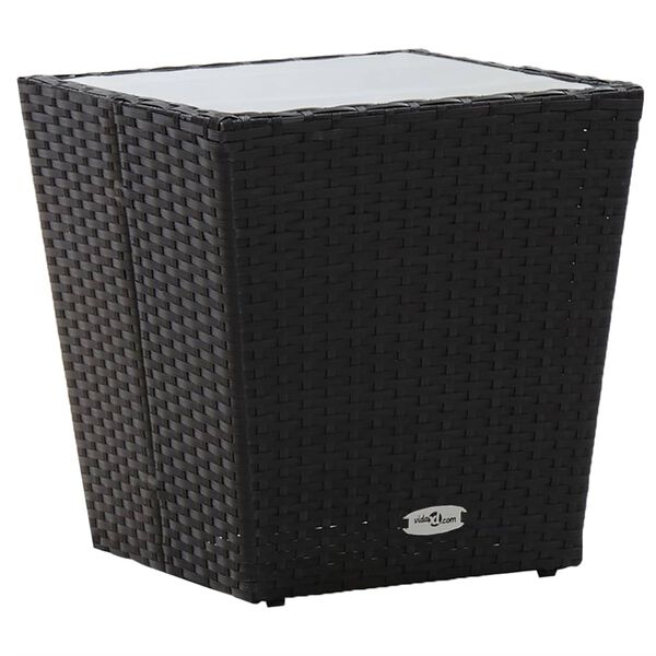 vidaXL 3-tlg. Bistro-Set mit Kissen Schwarz Poly Rattan und Glas