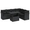 vidaXL 7-tlg. Garten-Sofagarnitur mit Kissen Schwarz Poly Rattan