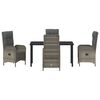 vidaXL Garten Essgruppe mit Kissen 5 pcs Grau Poly-Rattan
