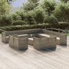 vidaXL 14-tlg. Garten-Lounge-Set mit Kissen Grau Poly Rattan