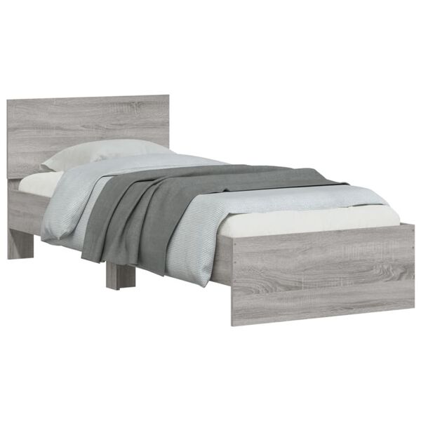 vidaXL Bettgestell mit Kopfteil Grau Sonoma 75x190 cm Holzwerkstoff