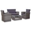 vidaXL 4-tlg. Garten-Lounge-Set mit Kissen Poly Rattan Grau