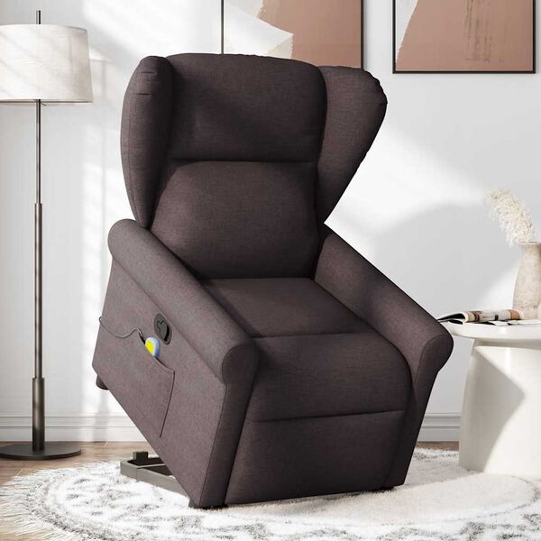 vidaXL Massagesessel mit Aufstehhilfe Dunkelbraun Stoff