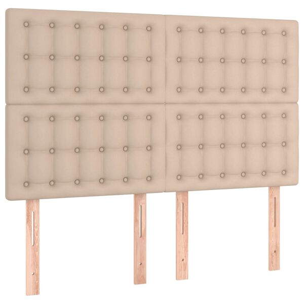 vidaXL LED Kopfteil Cappuccino-Braun 144x5x118/128cm Kunstleder