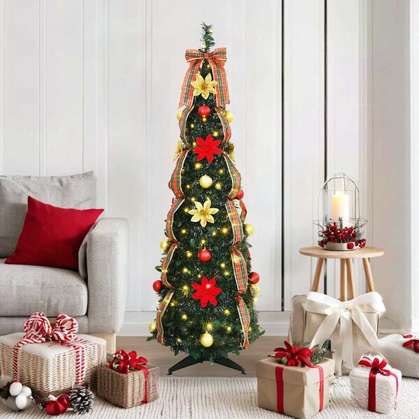vidaXL K&uuml;nstlicher Weihnachtsbaum mit 100 LEDs Gr&uuml;n 155 cm PVC