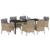 vidaXL Garten Essgruppe mit Kissen 7 pcs Beige Poly-Rattan