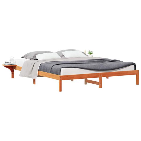 vidaXL Bettgestell mit Nachttischen Wachsbraun 200 x 210 cm