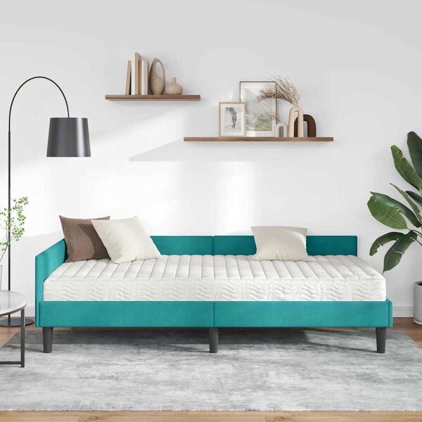 vidaXL Eckbettgestell mit Matratze Sonstiges 2 pcs T&uuml;rkis Samt