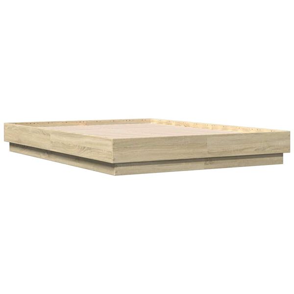 vidaXL Bettgestell Sonoma-Eiche 135x190 cm Holzwerkstoff