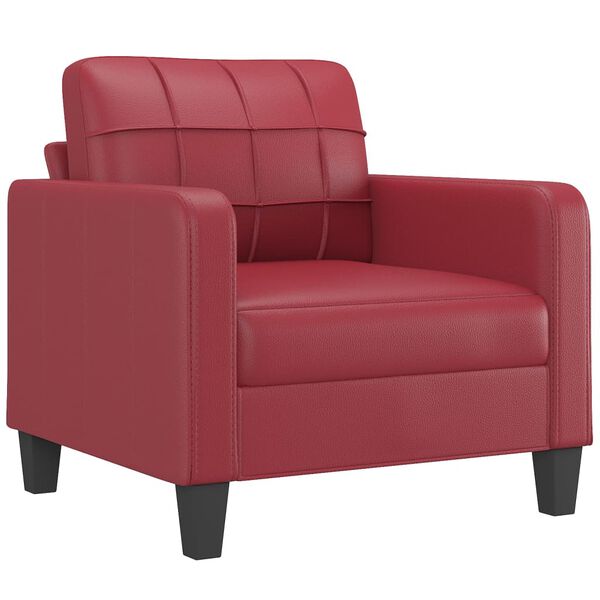vidaXL Sessel mit Hocker Weinrot 60 cm Kunstleder