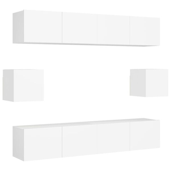 vidaXL 6-tlg. TV-Schrank-Set Wei&szlig; Holzwerkstoff