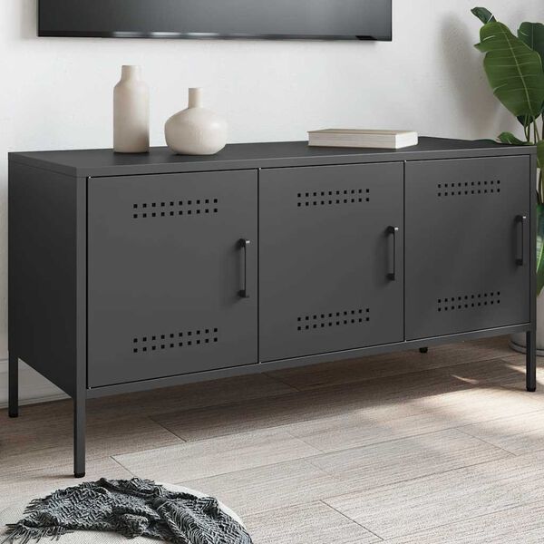 vidaXL TV-Schrank Schwarz 100,5x39x50,5 cm Stahl