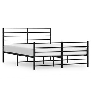 vidaXL Bettgestell mit Kopf- und Fu&szlig;teil Metall Schwarz 135x190 cm