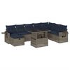 vidaXL 9-teiliges Gartensofa-Set mit Kissen, grau, Polyrattan