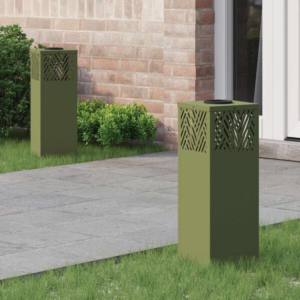 vidaXL Solar LED Weg Licht 2 pcs Olive Gr&uuml;n Kalt gewalzter Stahl