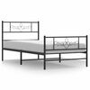 vidaXL Bettgestell mit Kopf- und Fu&szlig;teil Metall Schwarz 100x190 cm