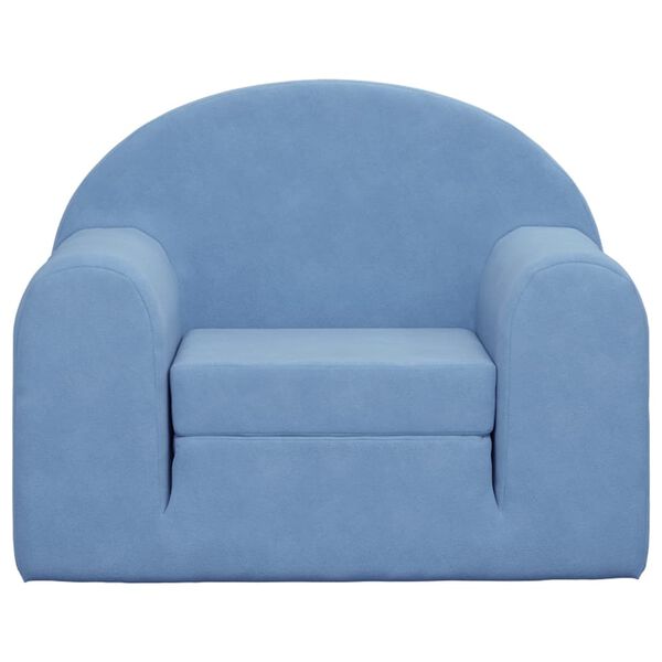 vidaXL Schlafsofa f&uuml;r Kinder Blau Weicher Pl&uuml;sch