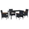 vidaXL Garten Essgruppe 5 Stk. Schwarz Poly-Rattan