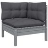 vidaXL 5-tlg. Garten-Lounge-Set mit Kissen Grau Kiefernholz