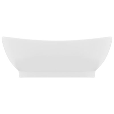 vidaXL Luxus-Waschbecken Überlauf Oval Matt-Weiß 58,5x39 cm Keramik