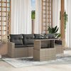 vidaXL 5-tlg. Garten-Sofagarnitur mit Kissen Hellgrau Poly Rattan