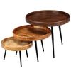 vidaXL Tisch-Set 3-tlg. Mangoholz Massiv und Stahl