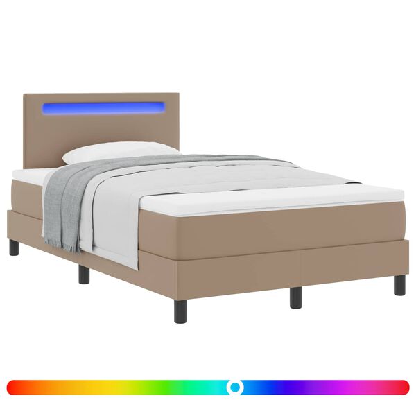 vidaXL Boxspringbett mit Matratze Cappuccino 120 x 200 cm Kunstleder