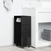vidaXL Badschrank Schmal mit Rollen Schwarz Holzwerkstoff