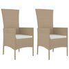 vidaXL Gartenst&uuml;hle mit Kissen 2 Stk. Poly Rattan Beige
