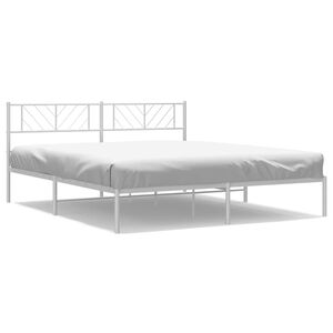 vidaXL Bettgestell mit Kopfteil Metall Wei&szlig; 183x213 cm