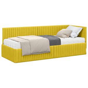 vidaXL Eckbettgestell mit Matratze mit Kopfteil 2 pcs Gelb Samt