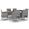 vidaXL 7-tlg. Garten-Essgruppe Poly Rattan und Hartglas Grau