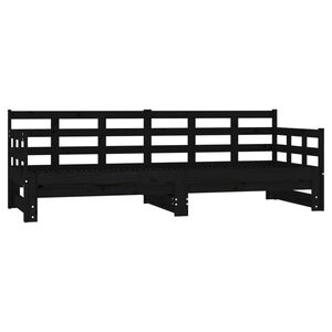 vidaXL Tagesbett Ausziehbar Schwarz Massivholz Kiefer 2x(90x190) cm