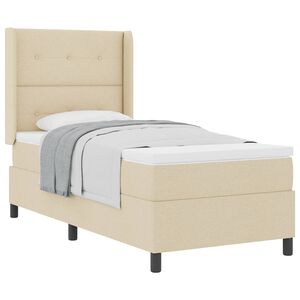 vidaXL Boxspringbett mit Matratze mit Kopfteil Creme 90 x 190 cm Stoff